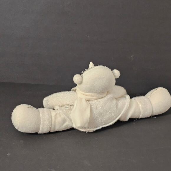 Gauz White Plush Christmas Figurine Soft Knit Sweater Scarf Sparkle Holiday - Picture 3 of 6